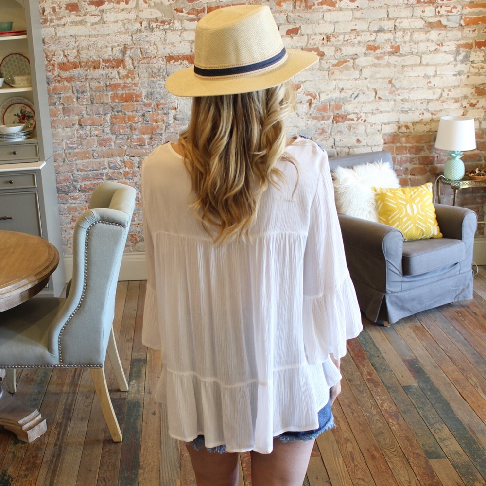 ✨RESTOCKED✨Boho Ivory Embroidered Top - Picture 5 of 5